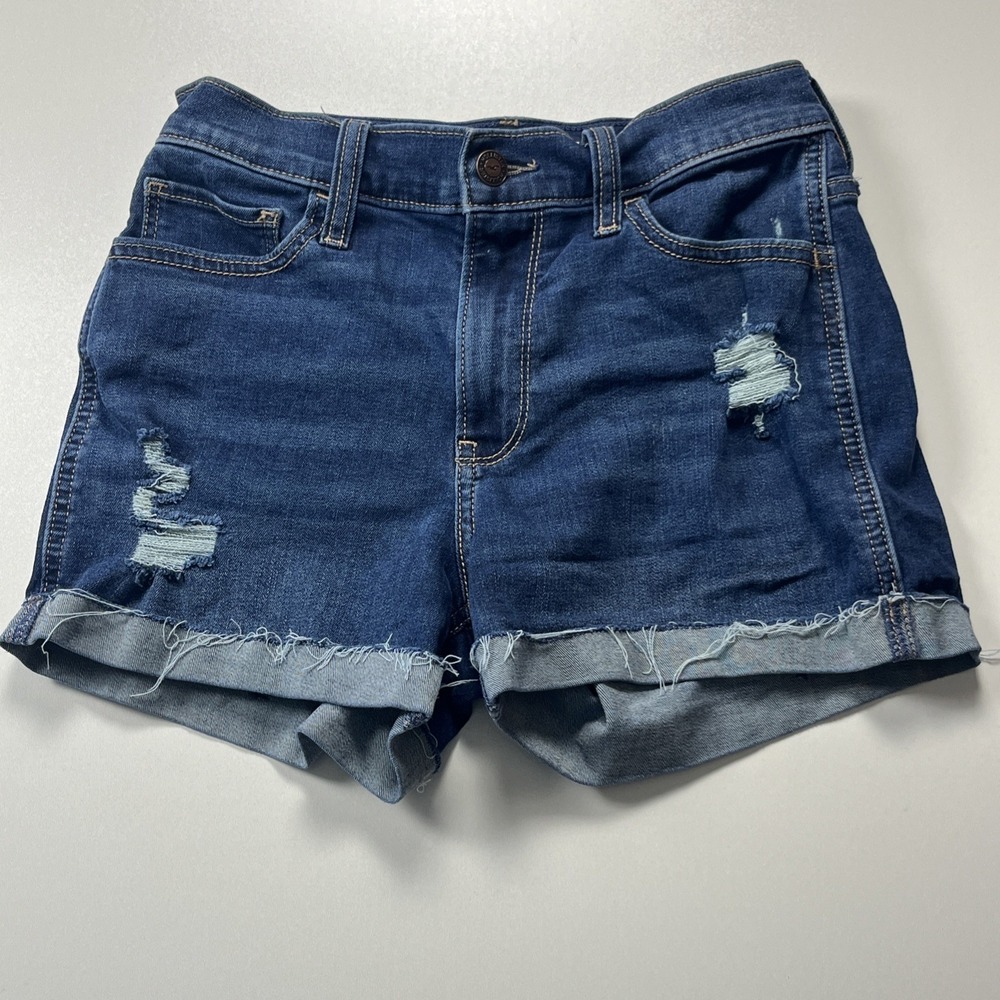 Hollister Classic High Rise Shorts Size 4 Distressed Denim Cuffed Hot Pants